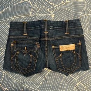 True Religion dark denim wash jean shorts like new